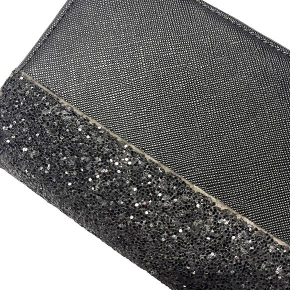 ✨ Kate Spade New York Black Glitter Stripe Zip-Around Wallet ✨ - Picture 8 of 8